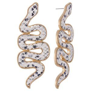 White Snake Earrings